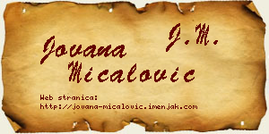 Jovana Mićalović vizit kartica
